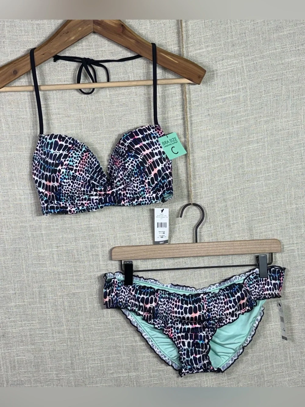 NWT 2 Piece Set Sundazed Nixie Bandeau Top 36C & Mermaid Bikini Bottoms L